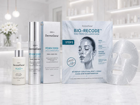 DermaGene® Clinical Longevity 3-Step Skin Renewal System – NAD+ Serum, PDRN Recovery Cream & Bio-Collagen Weekly Reset Mask